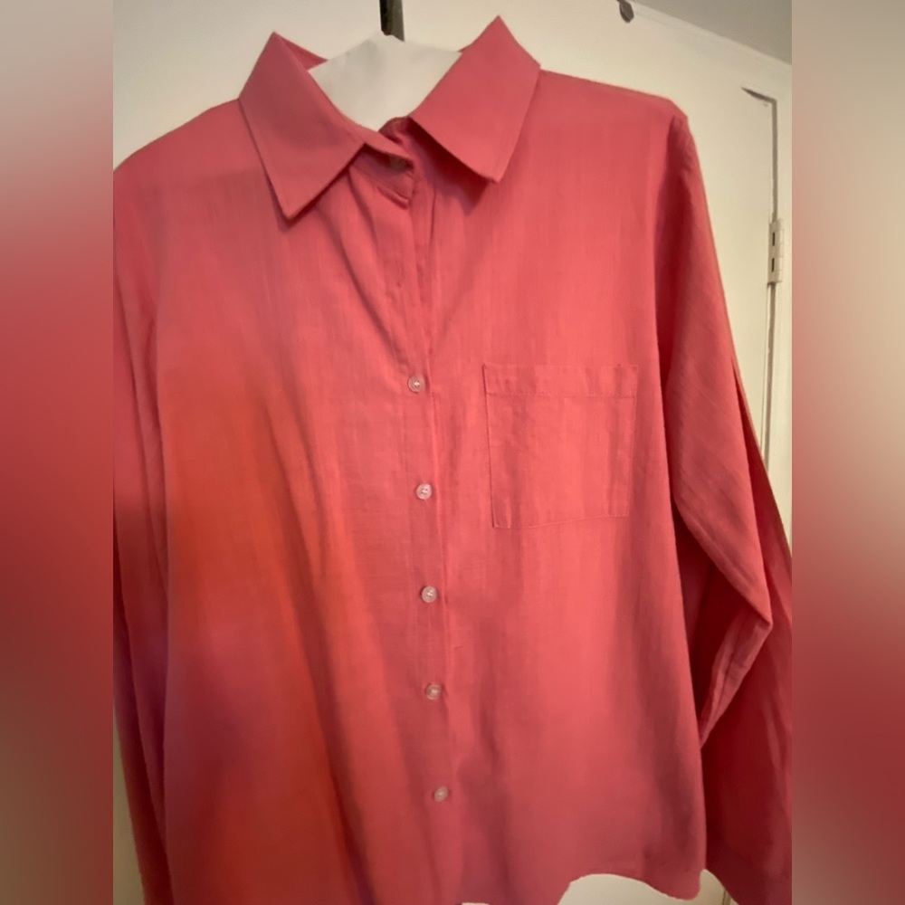 Pink button down shirt